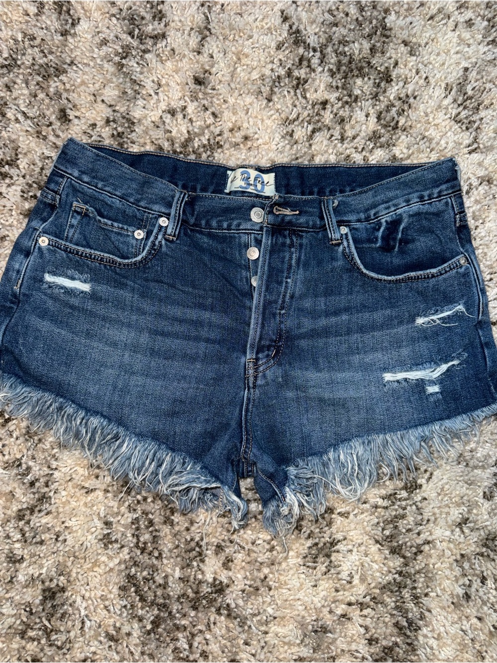We The Free Indigo Distressed Denim Cutoff Shorts